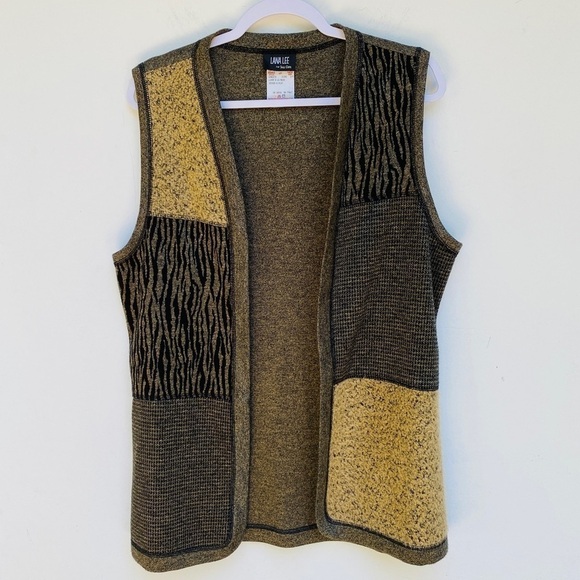 Lana Lee Jackets & Blazers - Vintage Lana Lee Tall Girl Patchwork Knit Vest Boho Festival Grandma Style Sz S